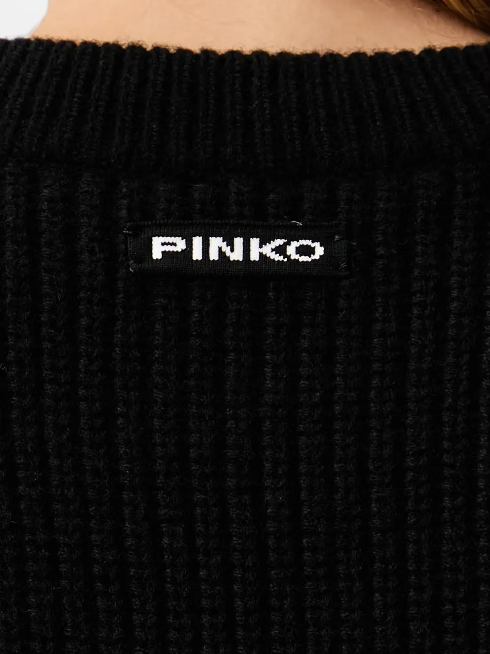 PINKO Ribgebreide wollen trui Zwart