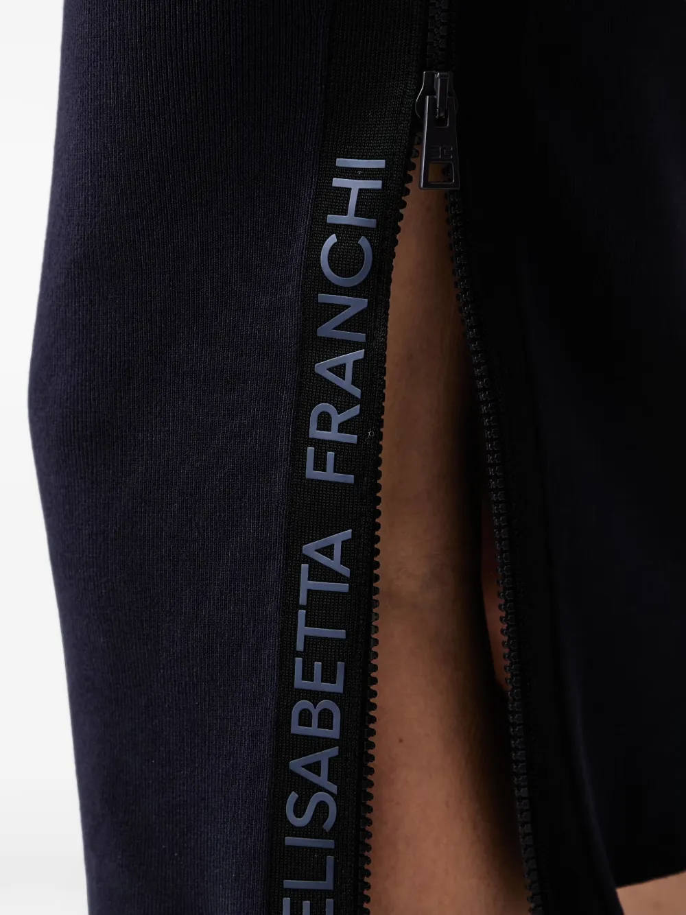 Elisabetta Franchi midi-jurk met ritssluiting en logoprint Blauw