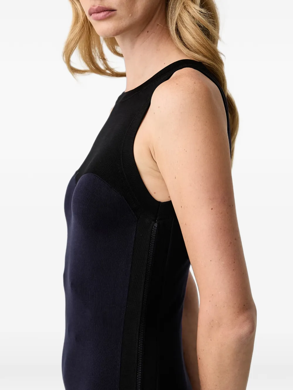 Elisabetta Franchi midi-jurk met ritssluiting en logoprint Blauw