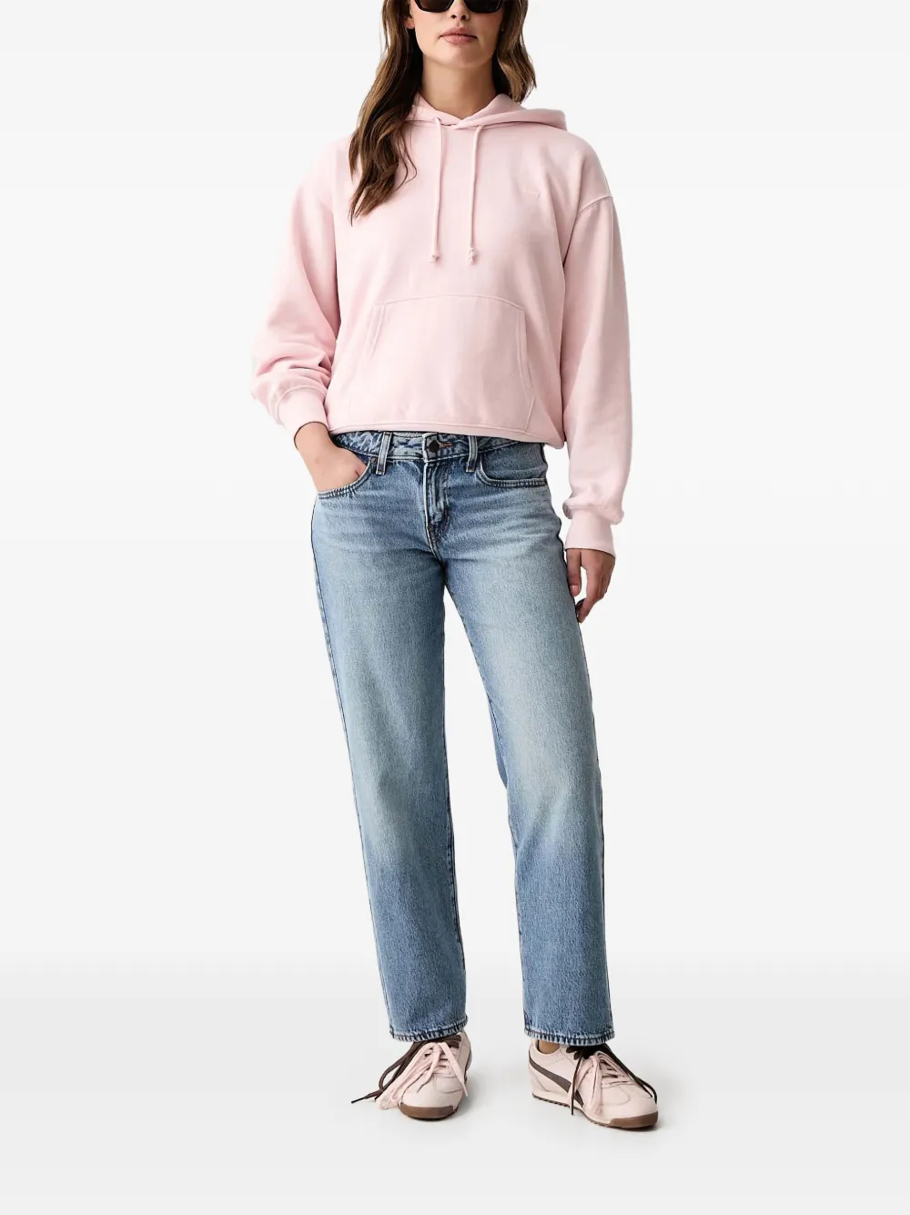 Levi's logo-embroidered hoodie Roze