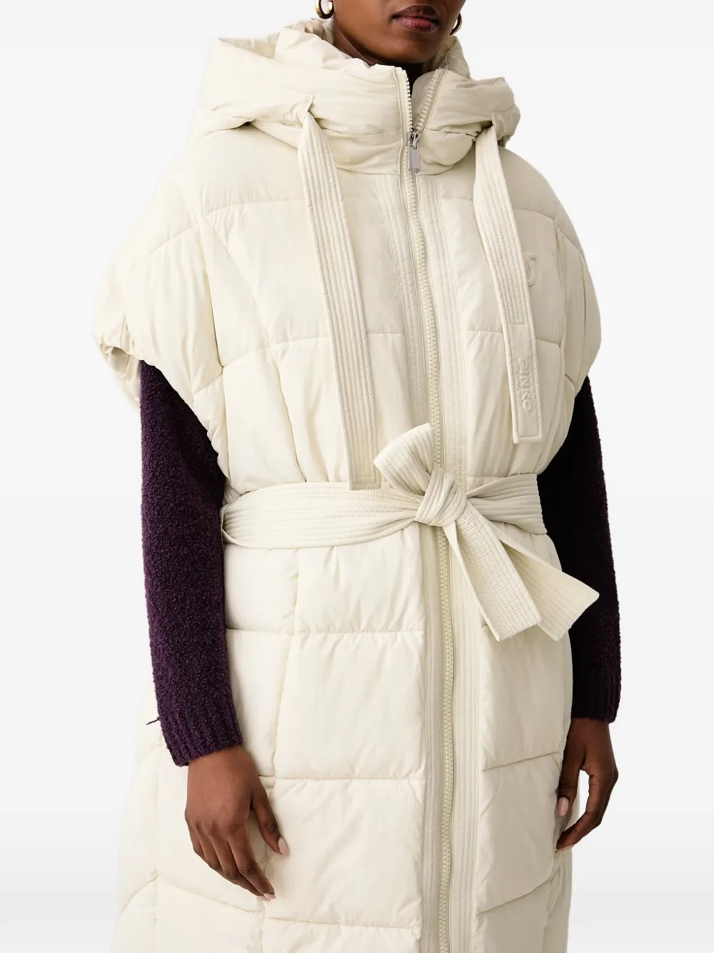 PINKO Donsjas met capuchon en ceintuur Beige