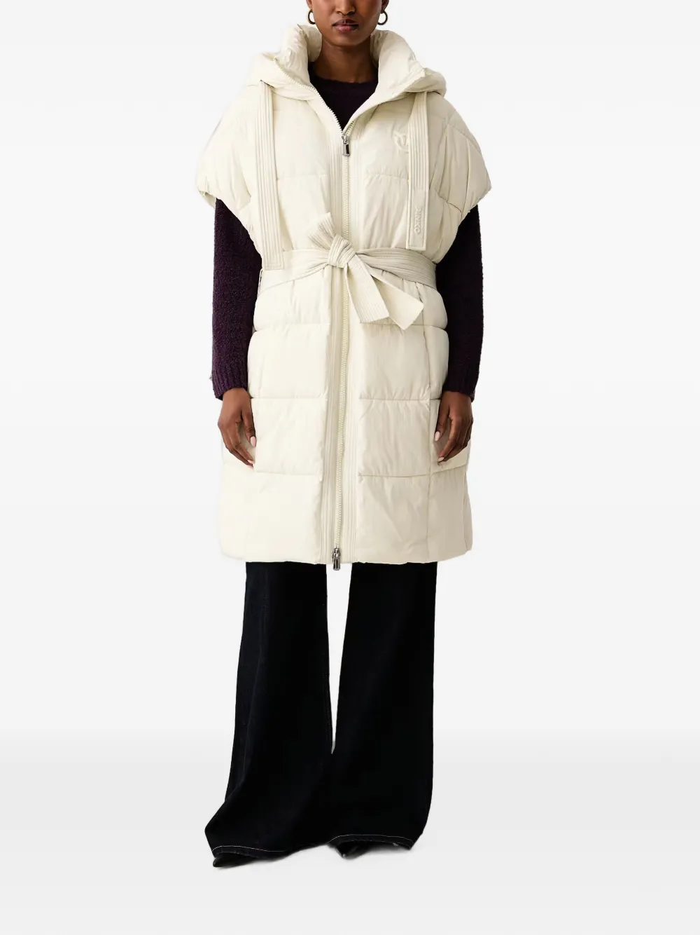 PINKO Donsjas met capuchon en ceintuur Beige