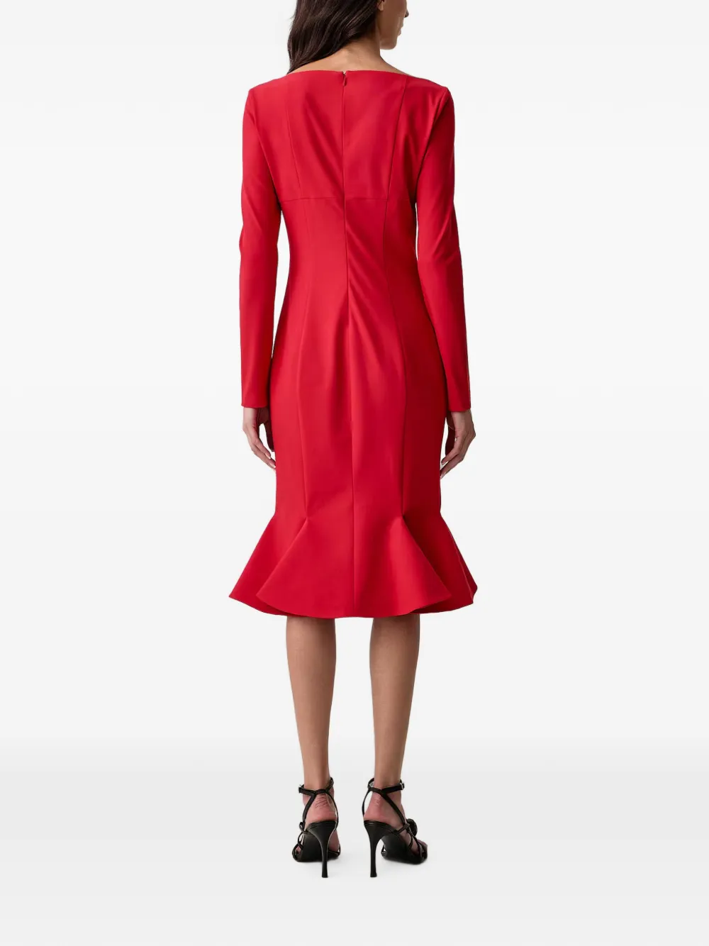 PINKO Uitlopende midi-jurk met sweetheart-hals Rood