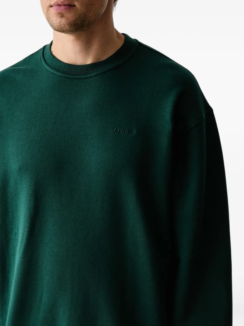 Levi's logo-embroidered crew-neck sweatshirt Groen