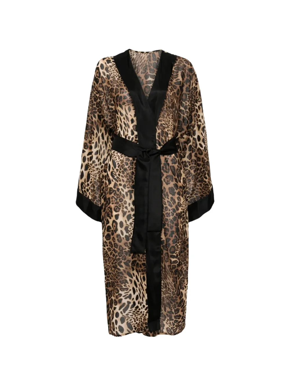 Tessitura Kimono met dierenprint en ceintuur Bruin