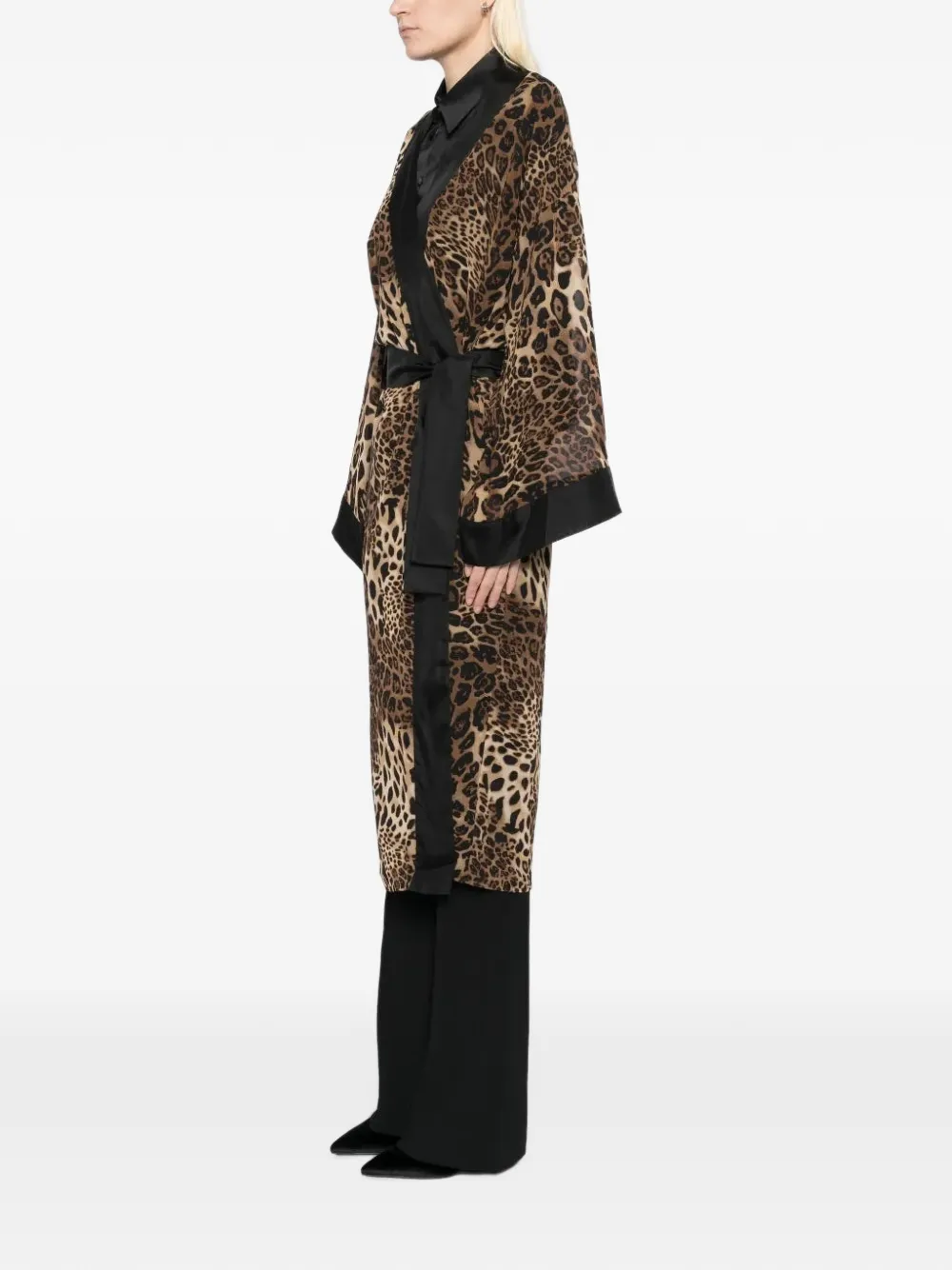 Tessitura Kimono met dierenprint en ceintuur Bruin