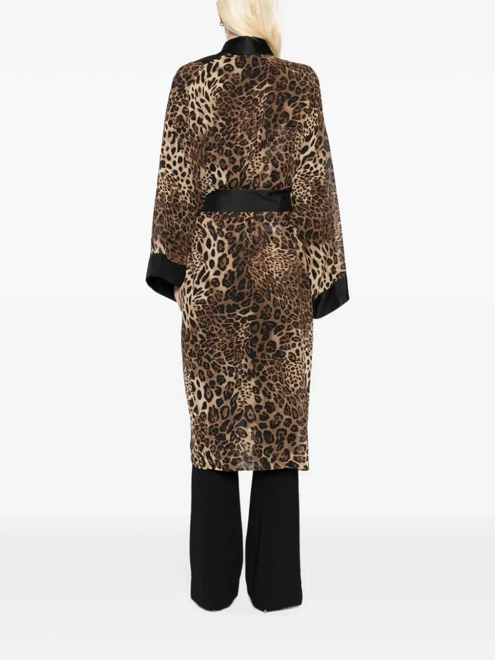 Tessitura Kimono met dierenprint en ceintuur Bruin