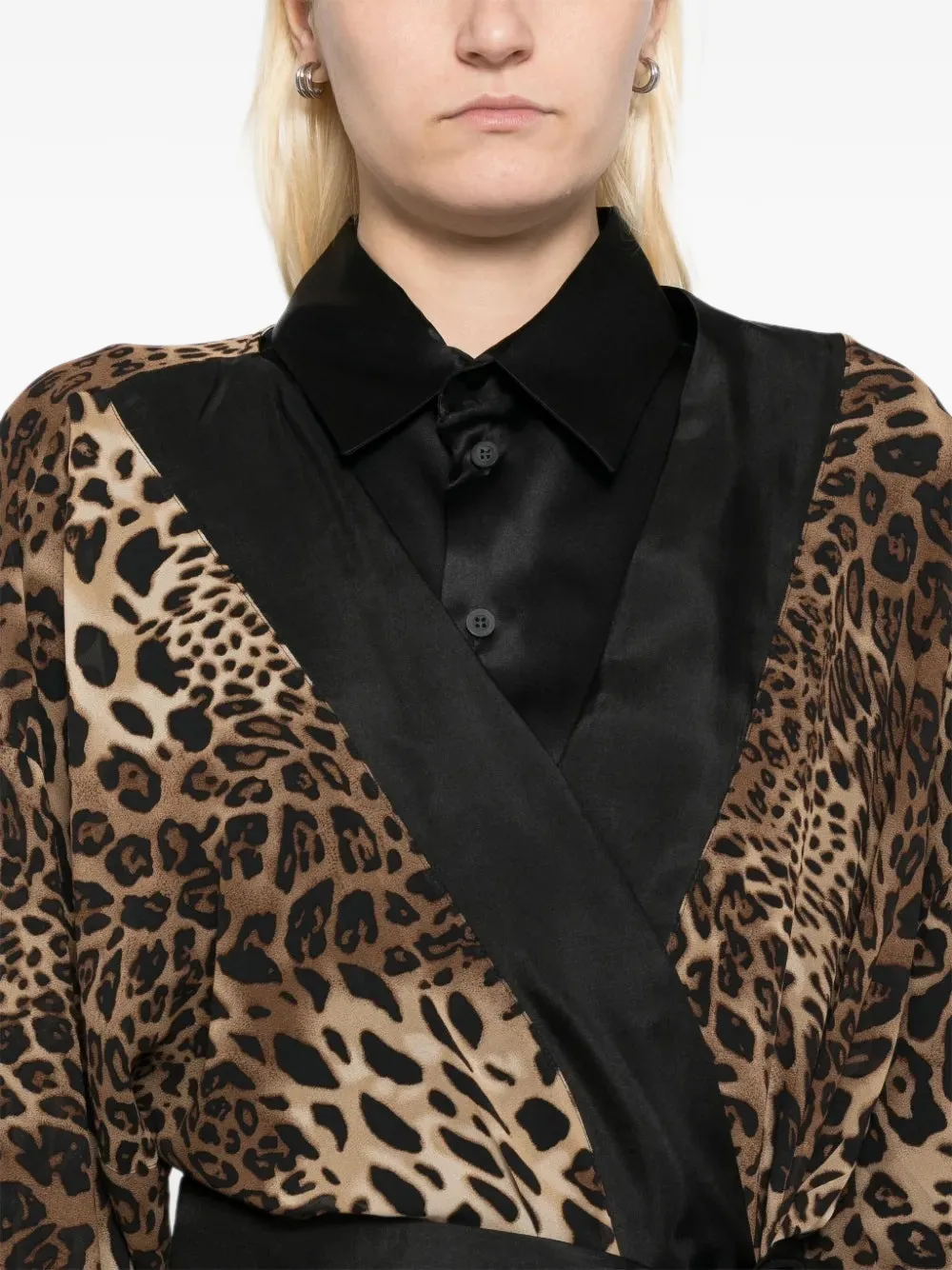 Tessitura Kimono met dierenprint en ceintuur Bruin