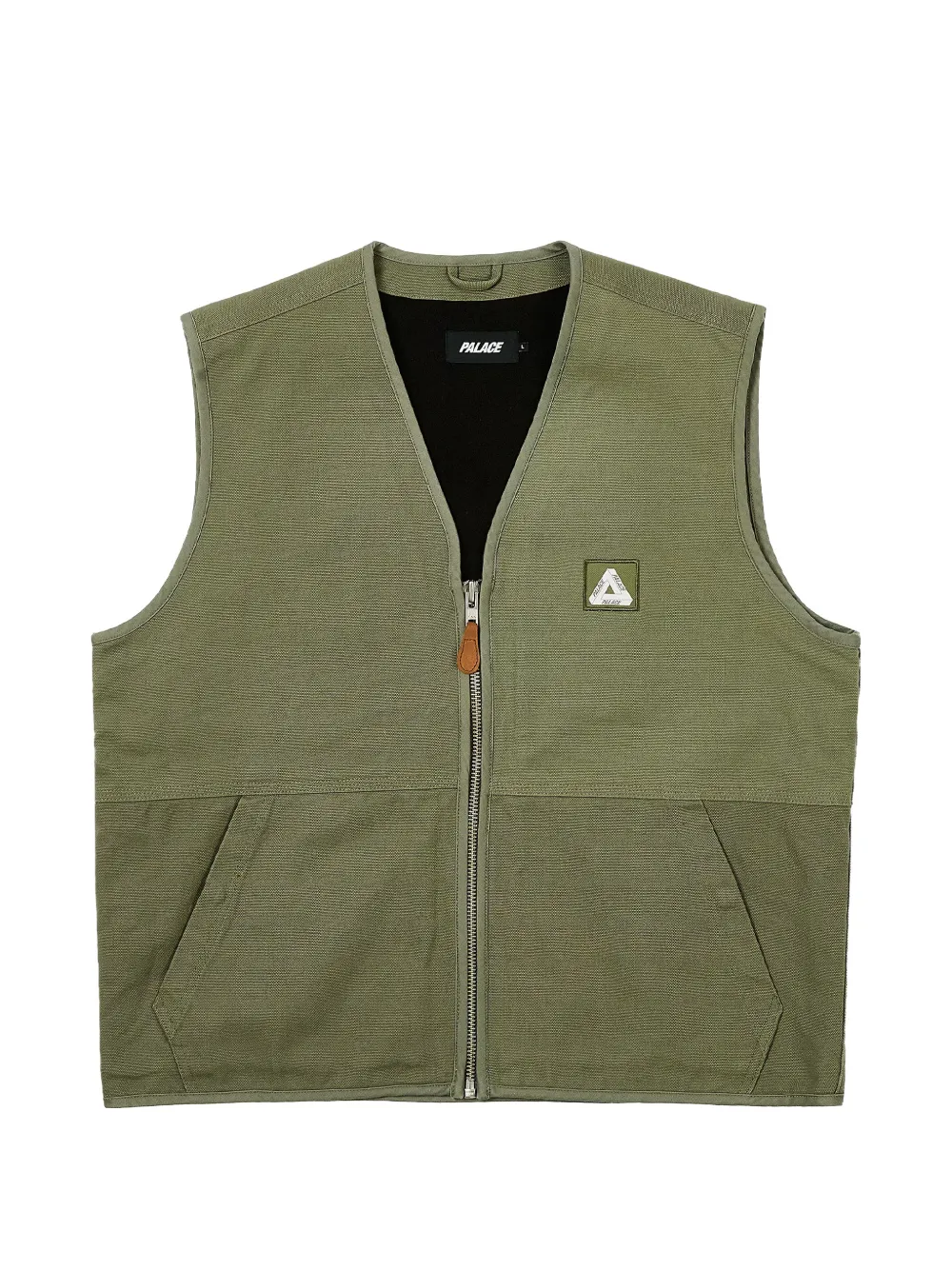 Palace Logo-patch Zip-up Gilet In Green