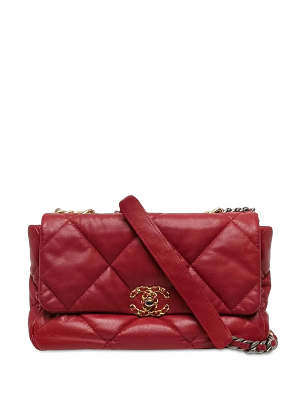 CHANEL Pre-Owned grand sac cabas 19 à rabat (2019) - Rouge CHANEL Pre-Owned grand sac cabas 19 à rabat (2019) - Rouge