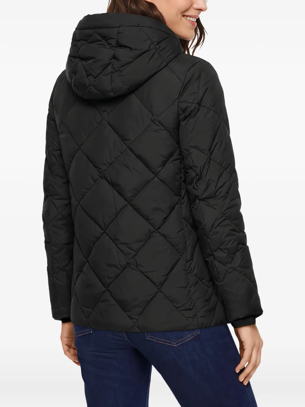 Betty Barclay quilted hooded puffer jacket Zwart