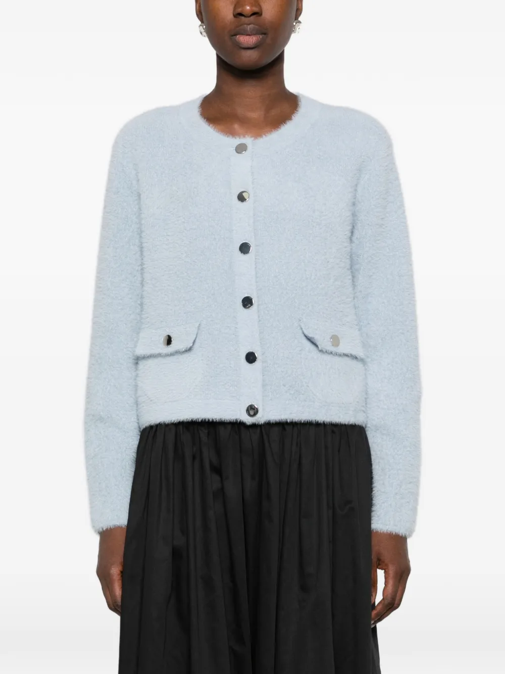 Betty Barclay Cropped bouclé-gebreid vest Blauw