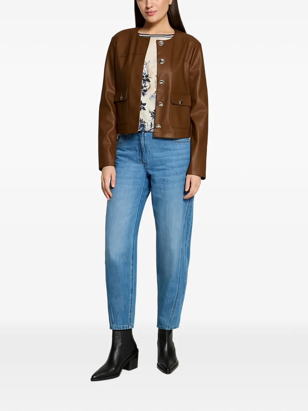 Betty Barclay Kraagloos button-up jack Bruin