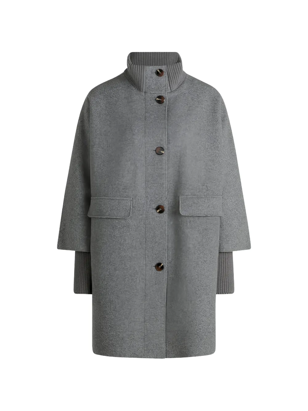 Betty Barclay ribbed-knit trim button-up coat - Grigio