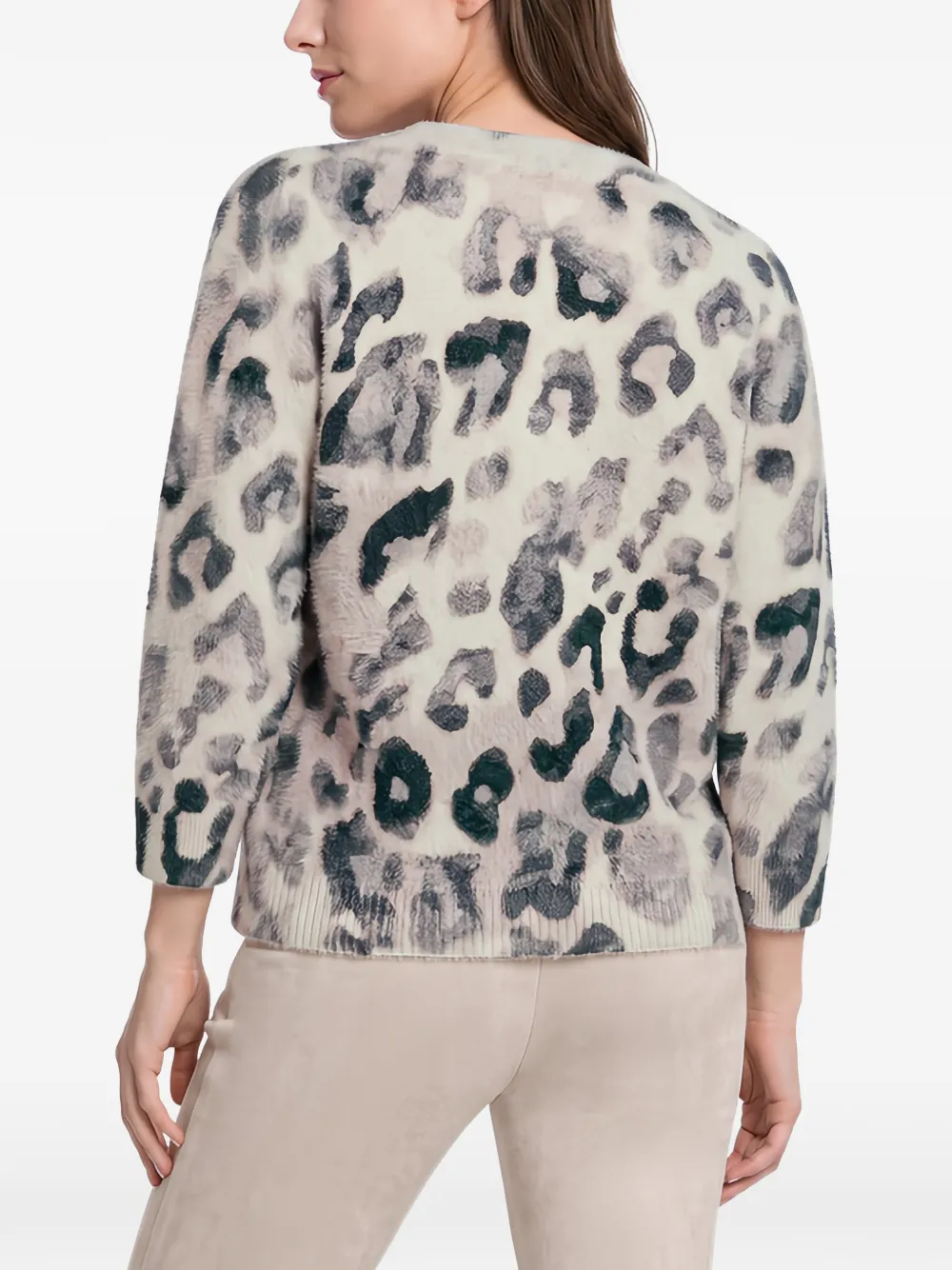 Betty Barclay leopard-print V-neck sweater Beige