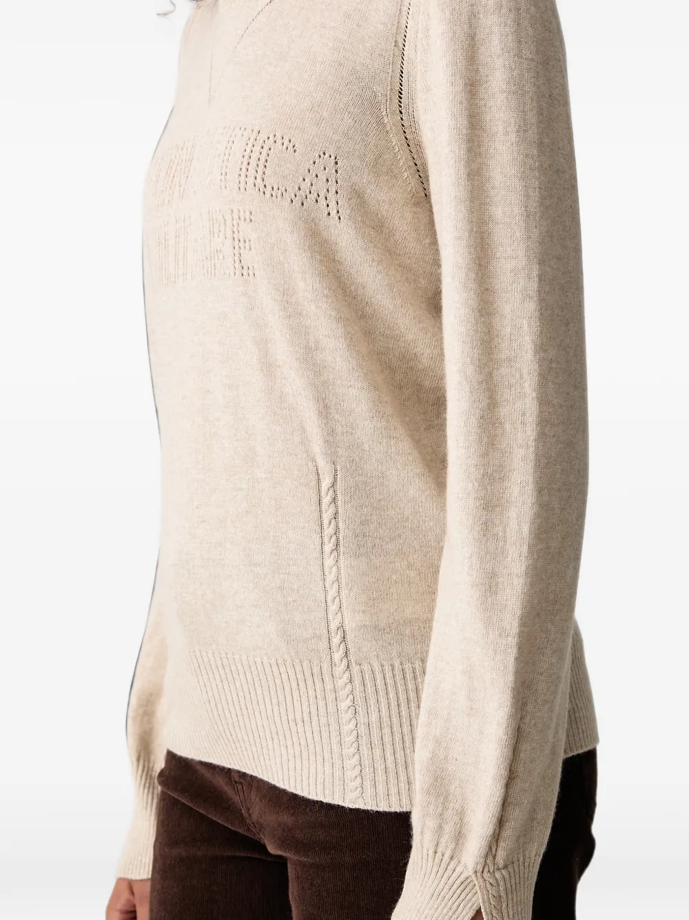 Aeronautica Militare Trui met ronde hals en geperforeerd logo Beige