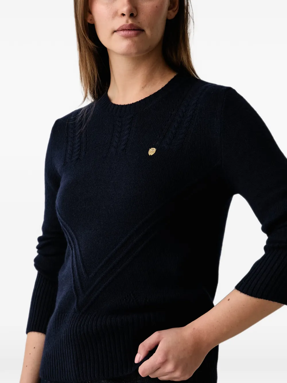 Aeronautica Militare Kabelgebreide trui met logo-plakkaat Blauw