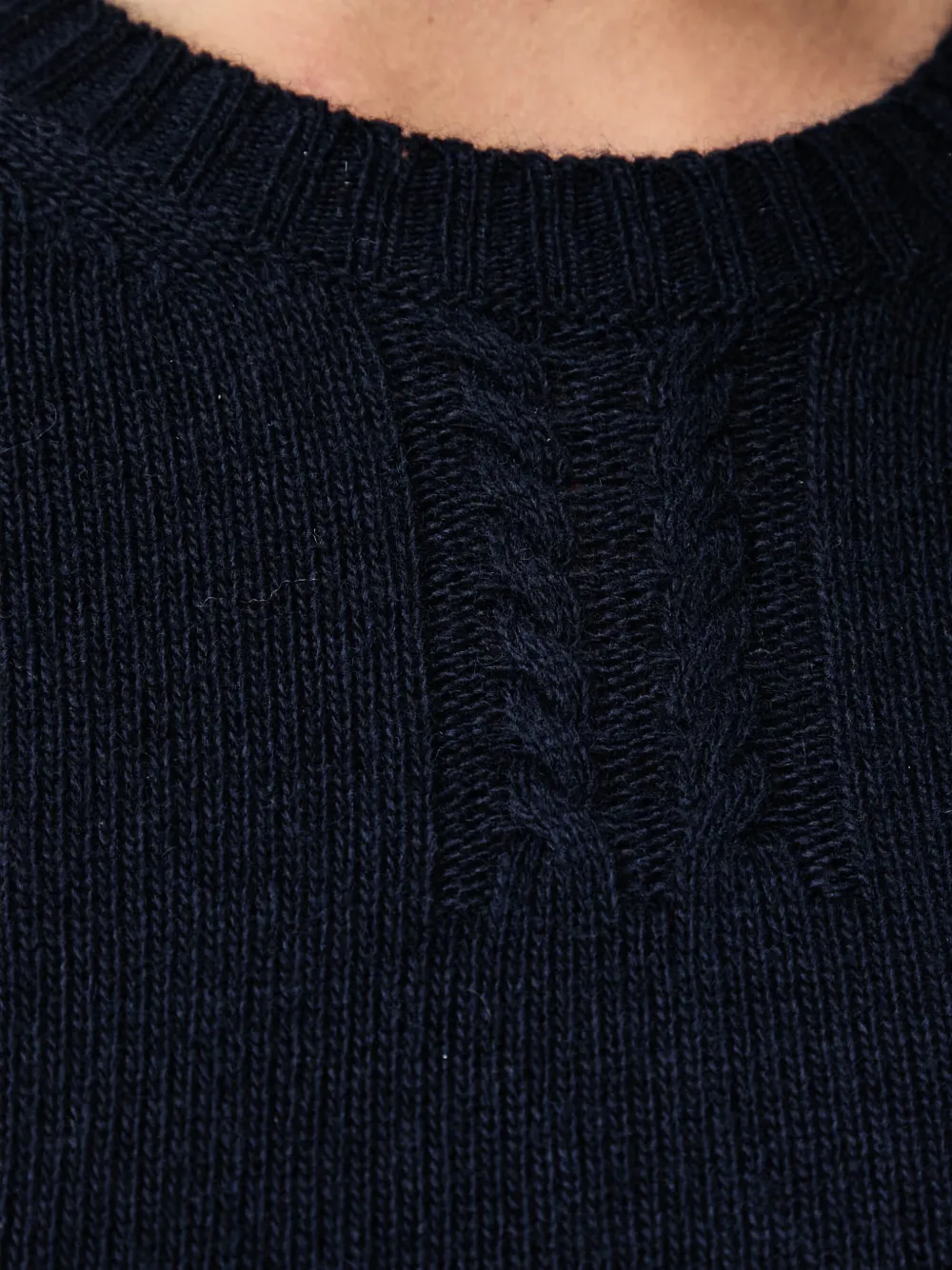Aeronautica Militare Kabelgebreide trui met logo-plakkaat Blauw