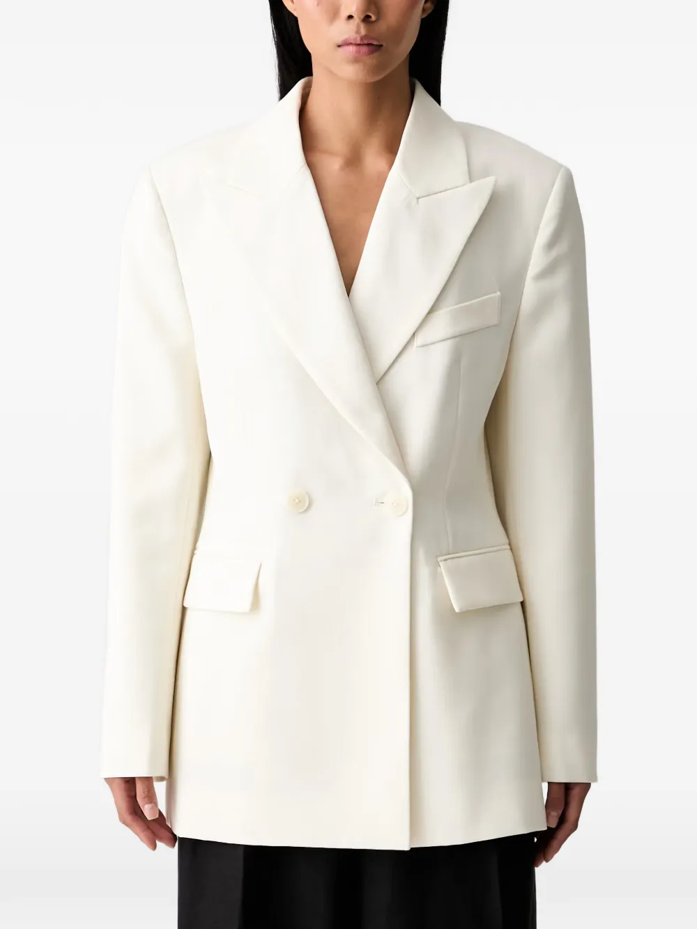 ANINE BING Blazer met dubbele rij knopen en puntige revers Beige