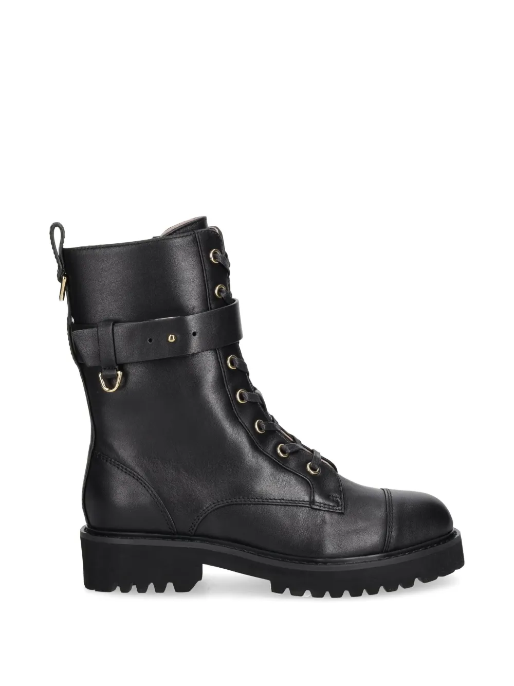 Coccinelle buckled-strap lace-up combat boots - Nero