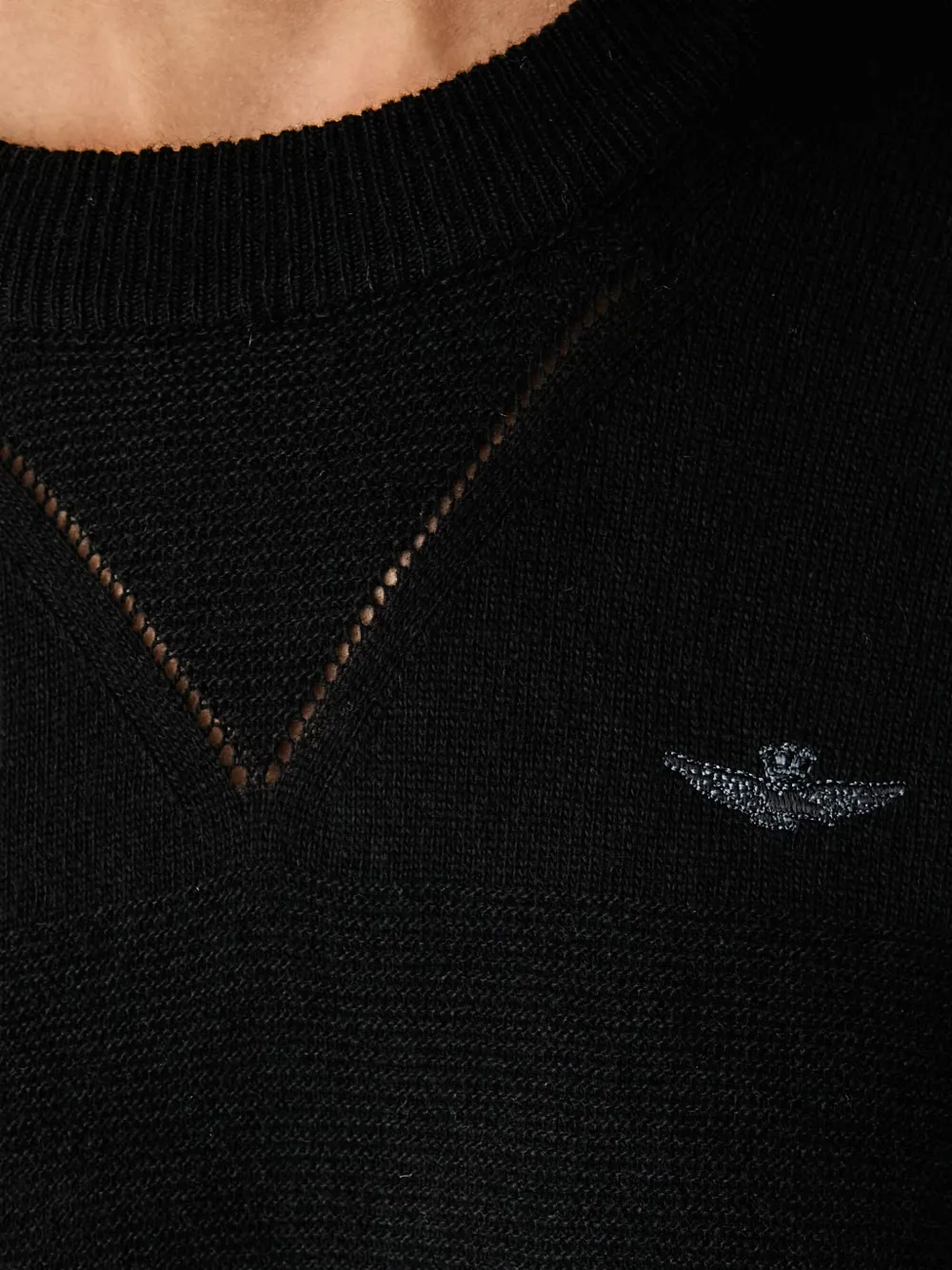 Aeronautica Militare Sweater met geborduurd logo Zwart