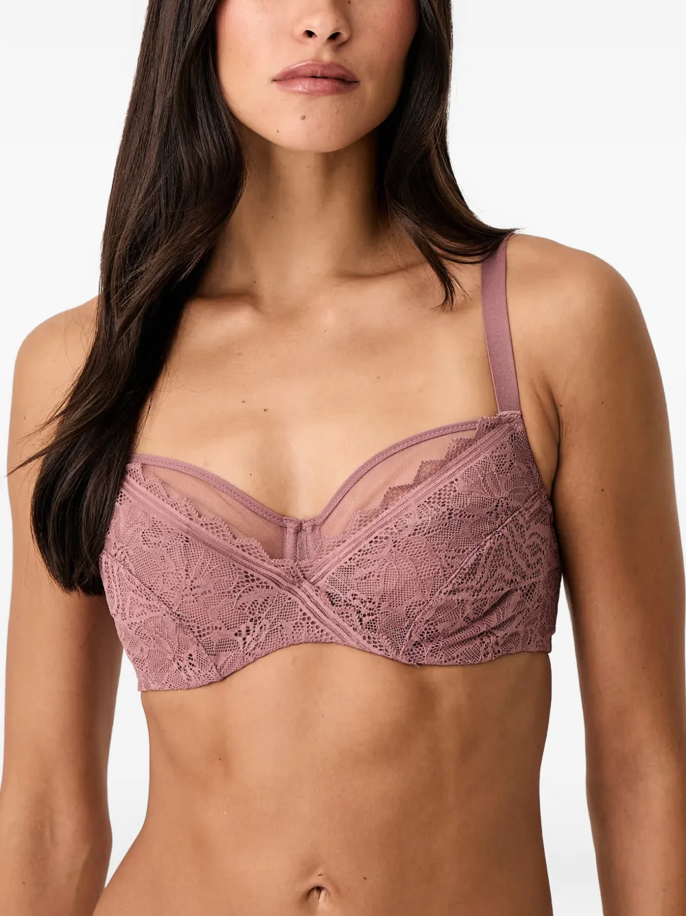 Chantelle Easyfeel lace-overlay sheer-panel bra - Rosa
