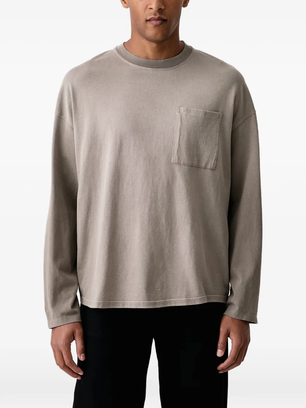 American Vintage T-shirt met lange mouwen en zak Grijs
