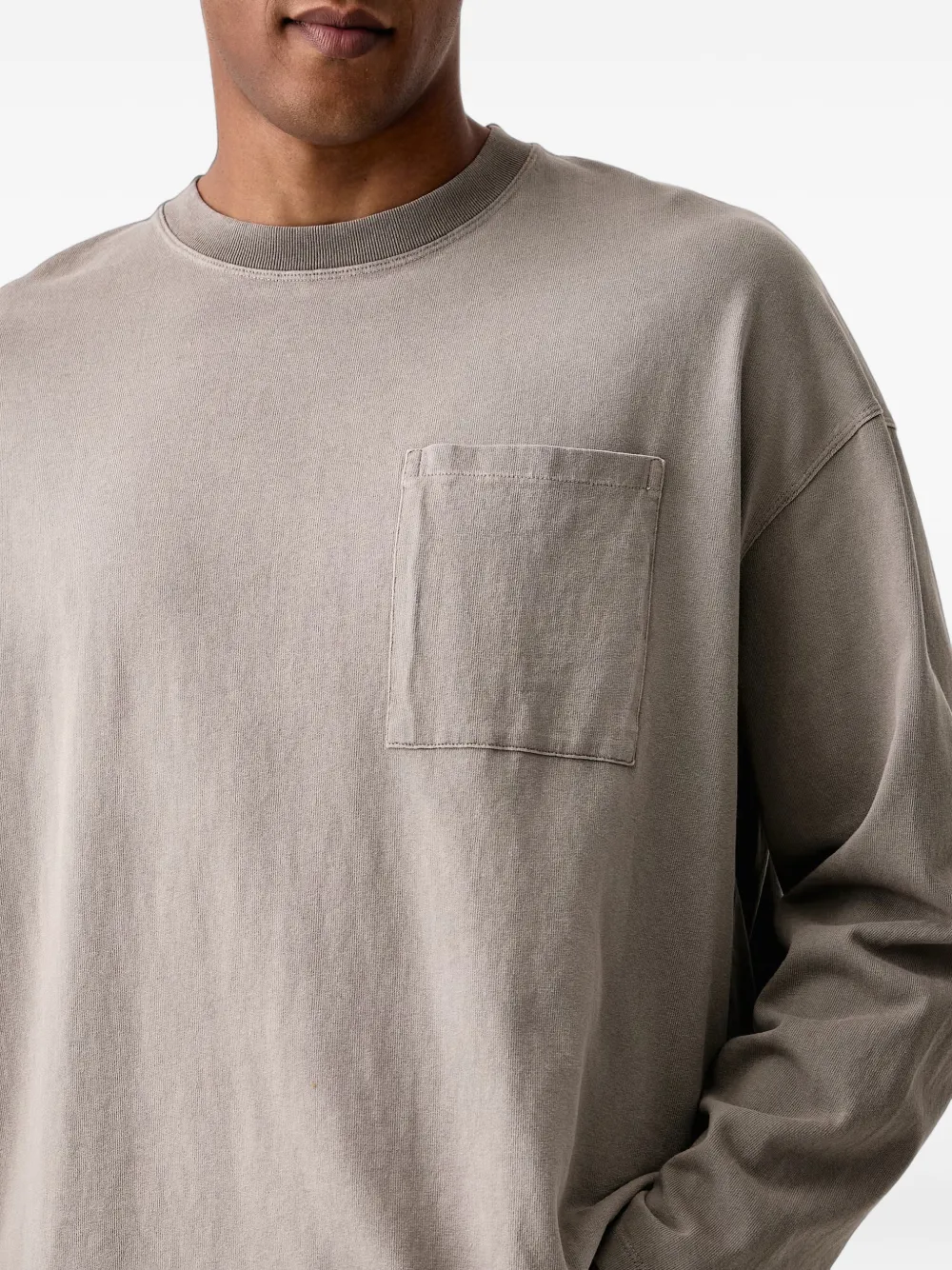 American Vintage T-shirt met lange mouwen en zak Grijs