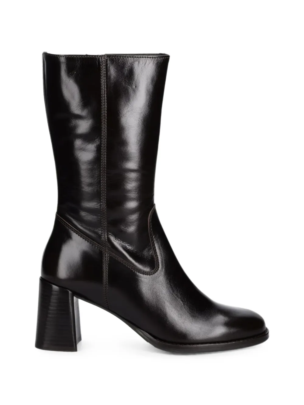 Billi Bi Block-heel Leather Boots In Black