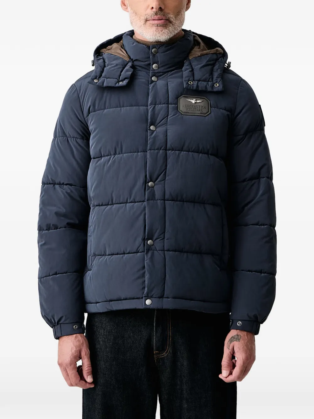Aeronautica Militare quilted hooded jacket - Blu