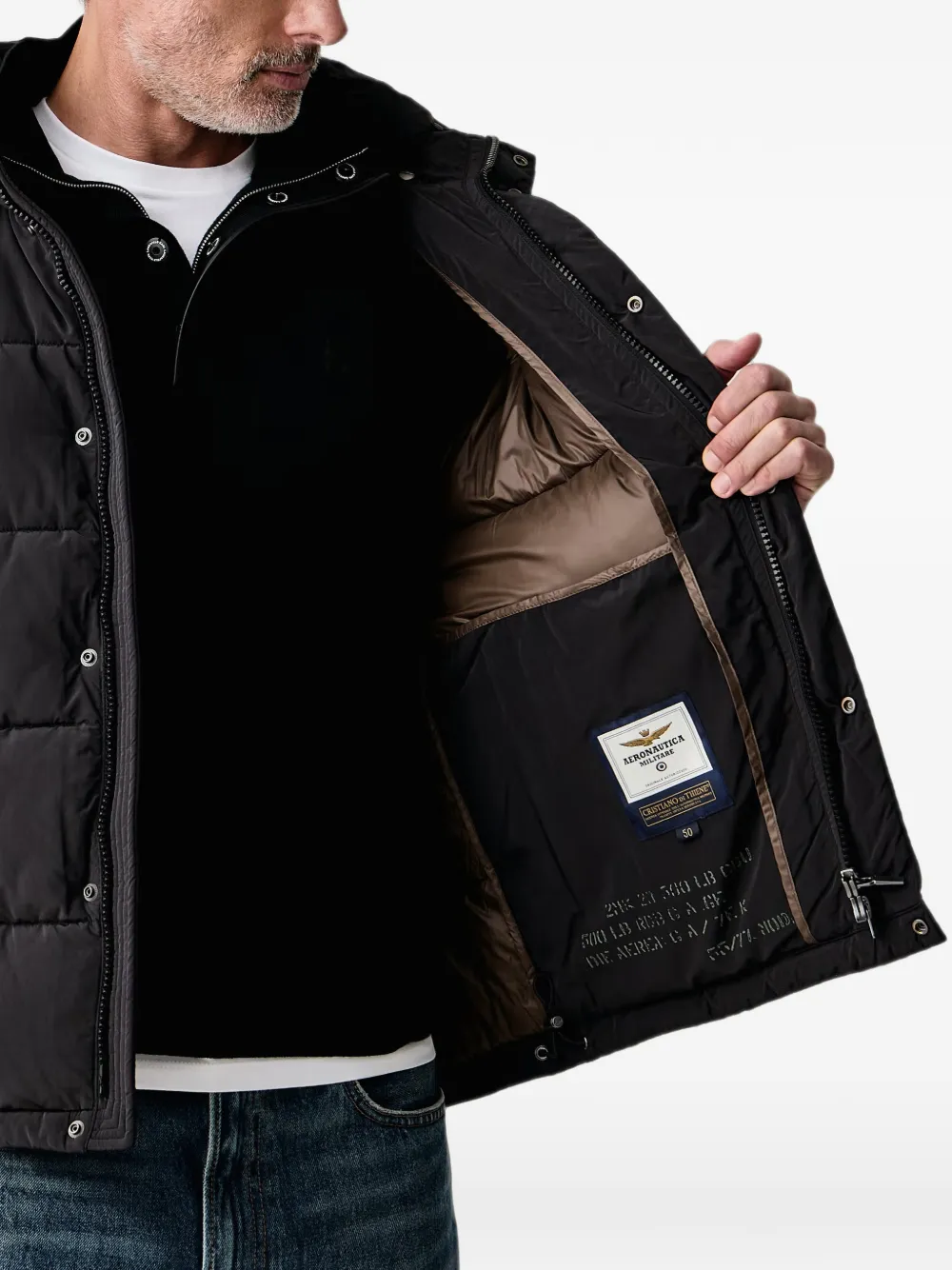 Aeronautica Militare Gevoerd jack met capuchon Zwart