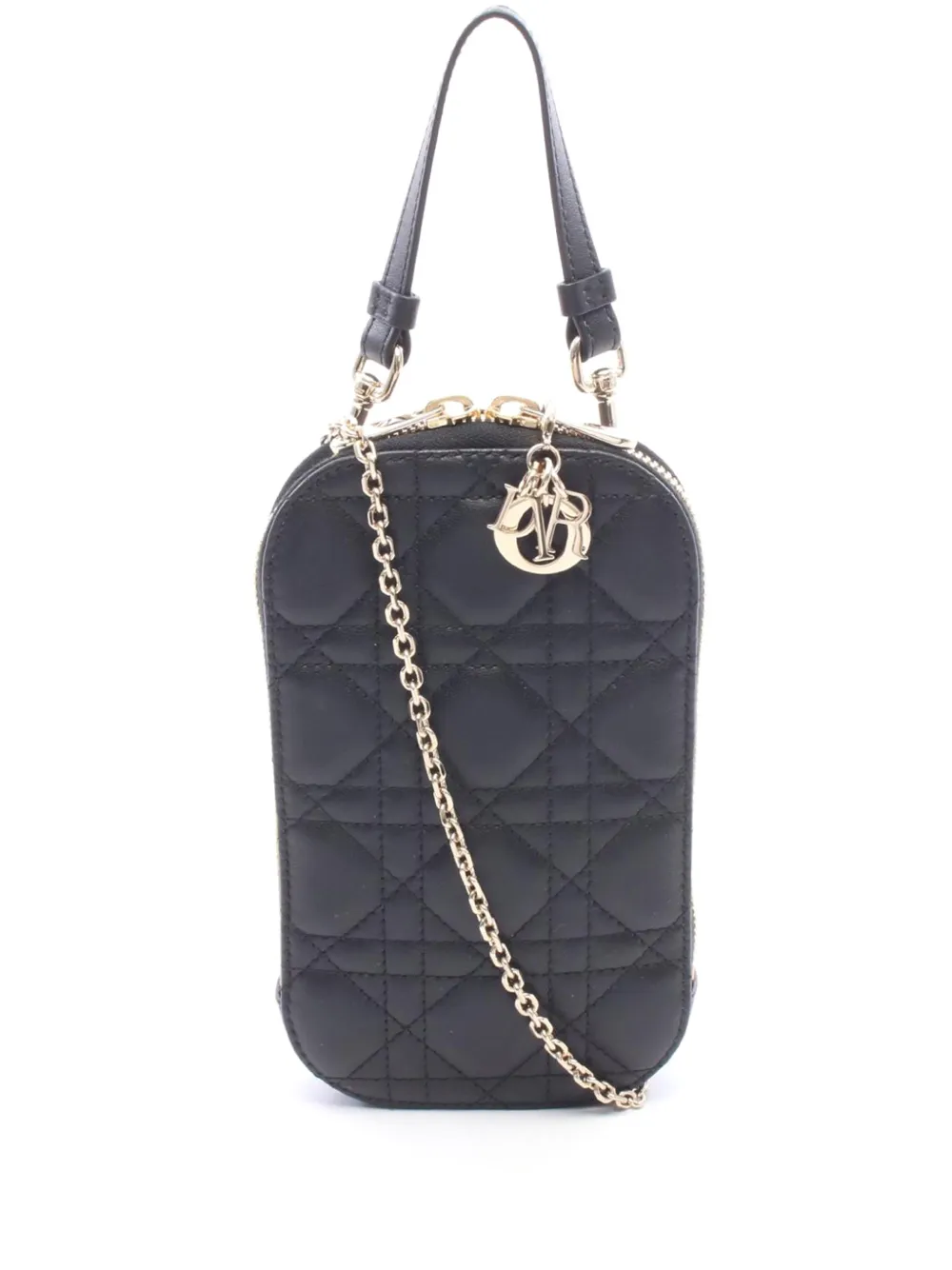 Christian Dior Pre-Owned 2015-2026 Cannage Lady Dior Call In Handytasche aus Lammleder - Schwarz