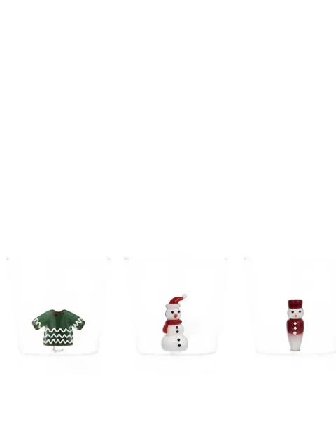 CU I SEEYOU figurine-detail glass tumblers (set of three)