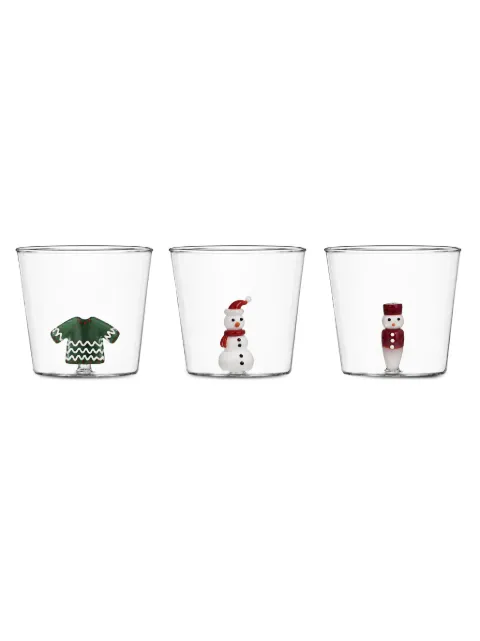 CU I SEEYOU figurine-detail glass tumblers (set of three)