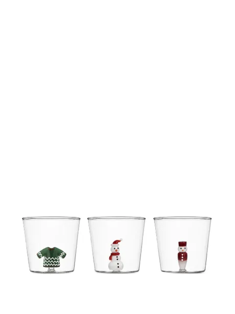 CU I SEEYOU figurine-detail glass tumblers (set of three)