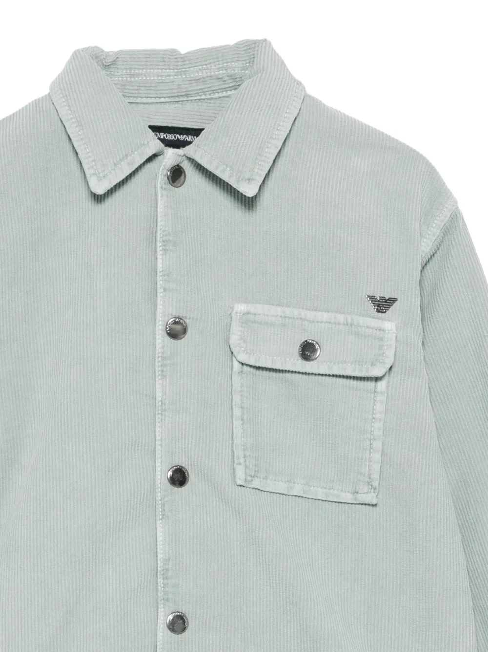 Emporio Armani Kids Ribfluwelen jack met logo-patch Groen