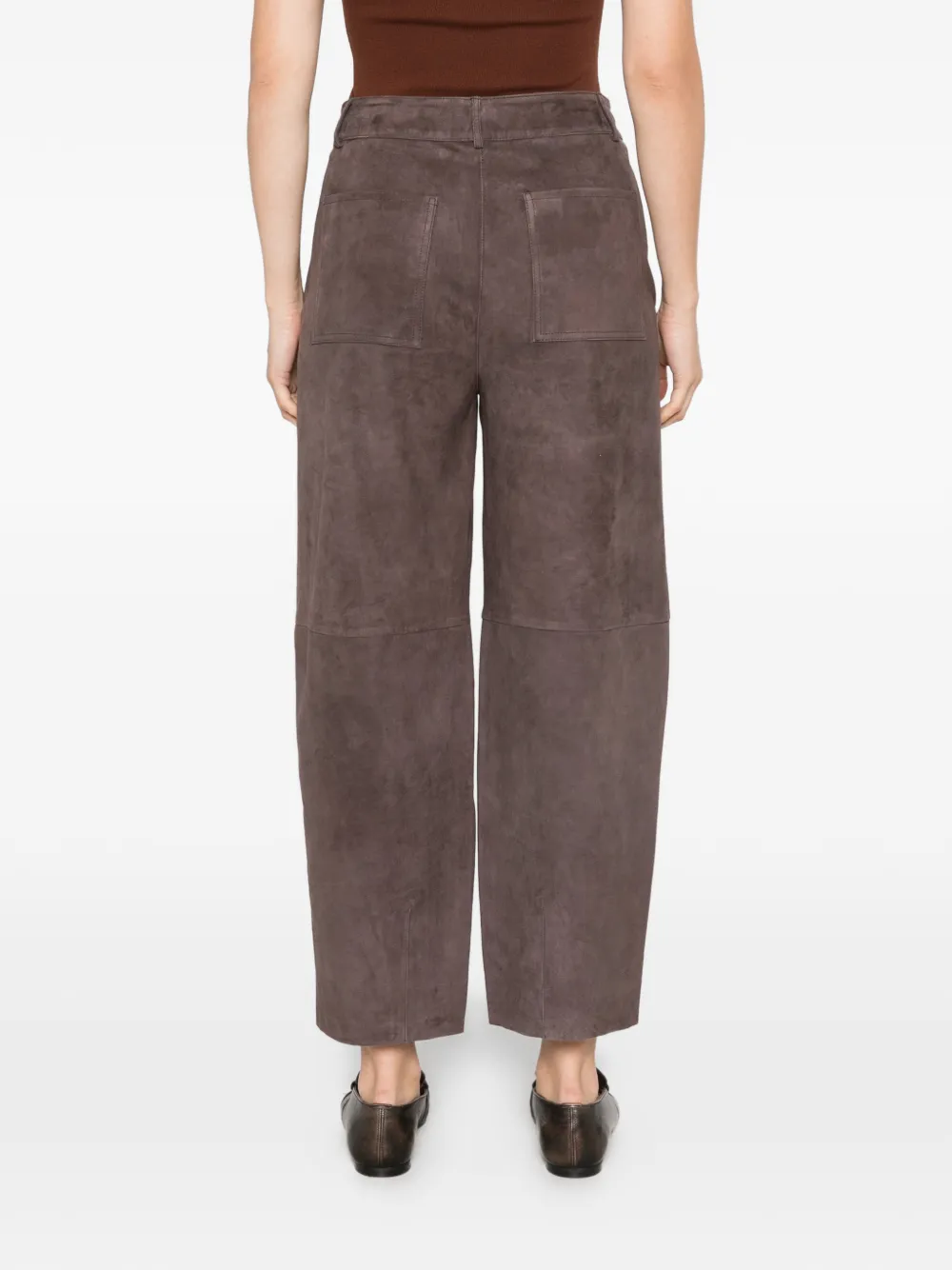 Via Masini 80 Broek met suède-effect en vlakken Bruin