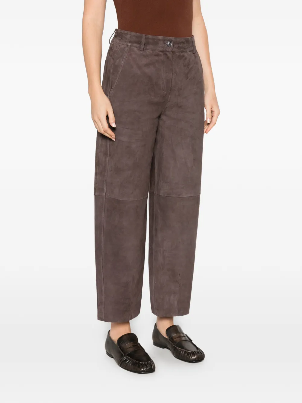 Via Masini 80 Broek met suède-effect en vlakken Bruin