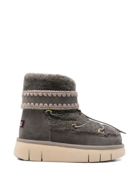 Mou Bounce crochet-trim lace-up boots