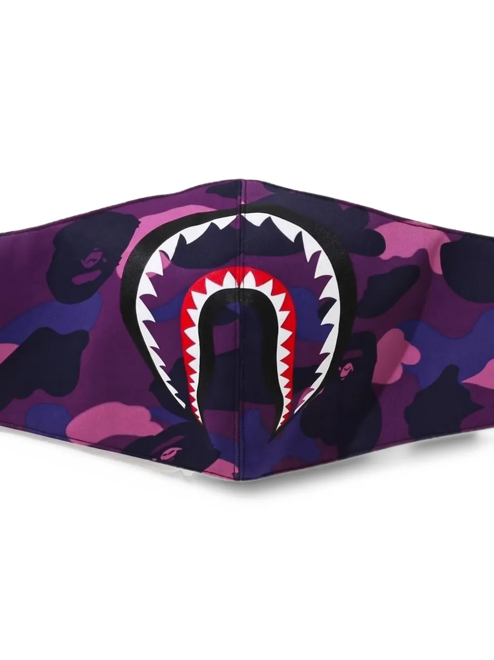 A BATHING APE Shark mondkapje met camouflage-print Paars