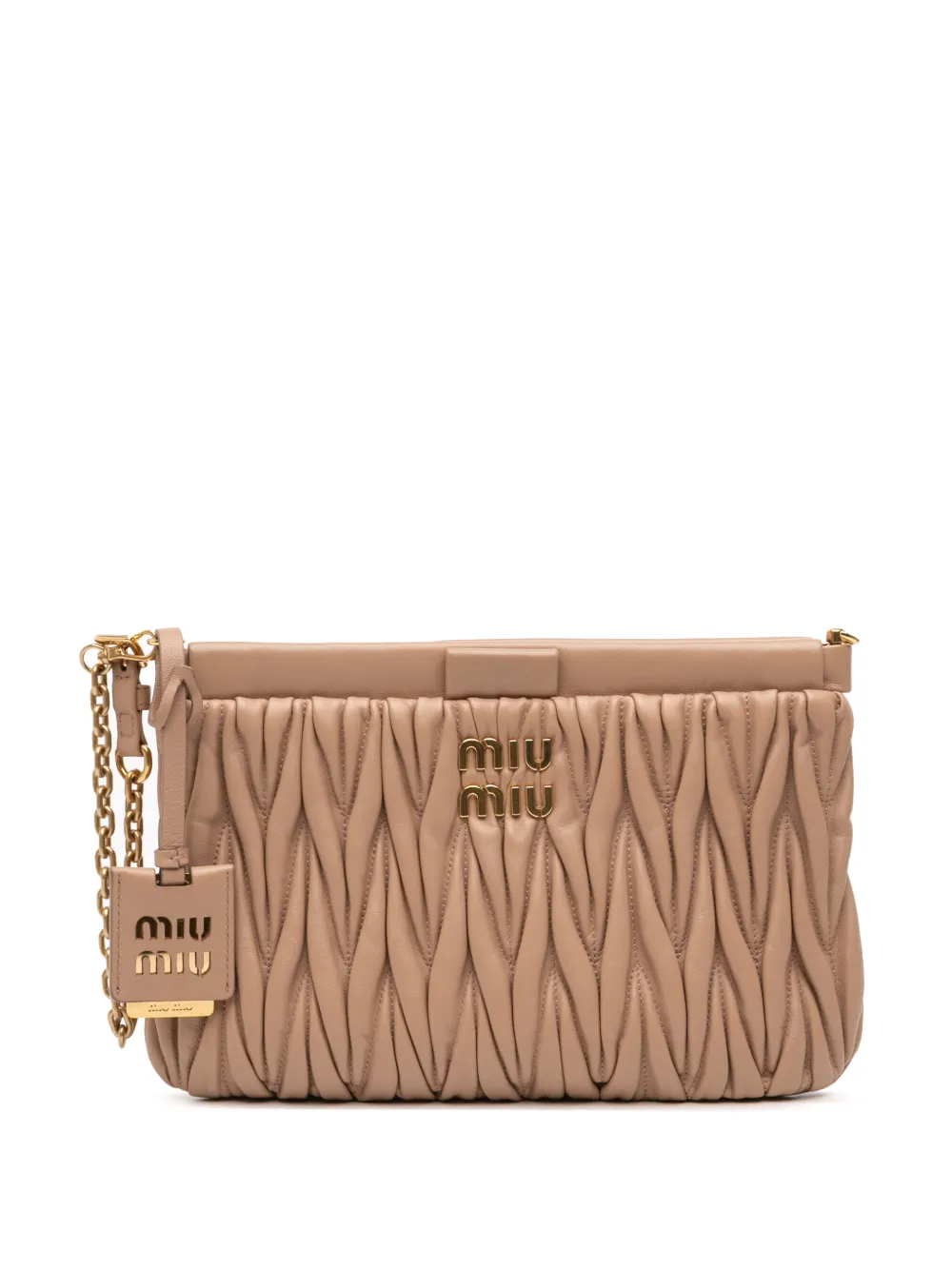Pre-owned Miu Miu 2010-2026 Matelasse Nappa Frame Clutch Bag In Brown