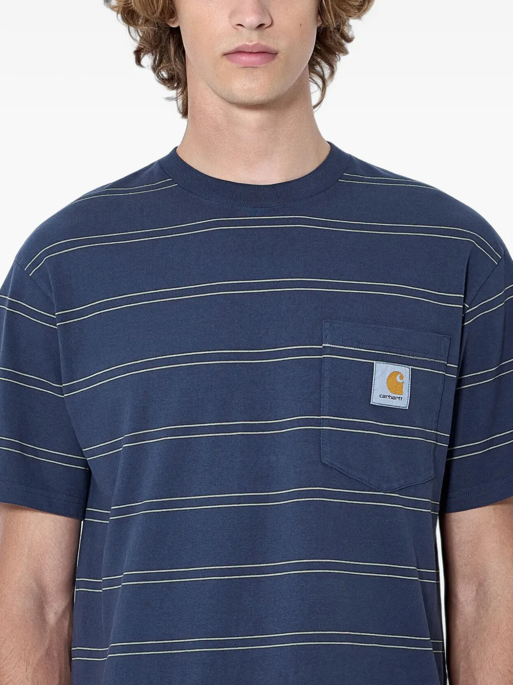 Carhartt WIP S S Bert striped pocket T-shirt Blauw