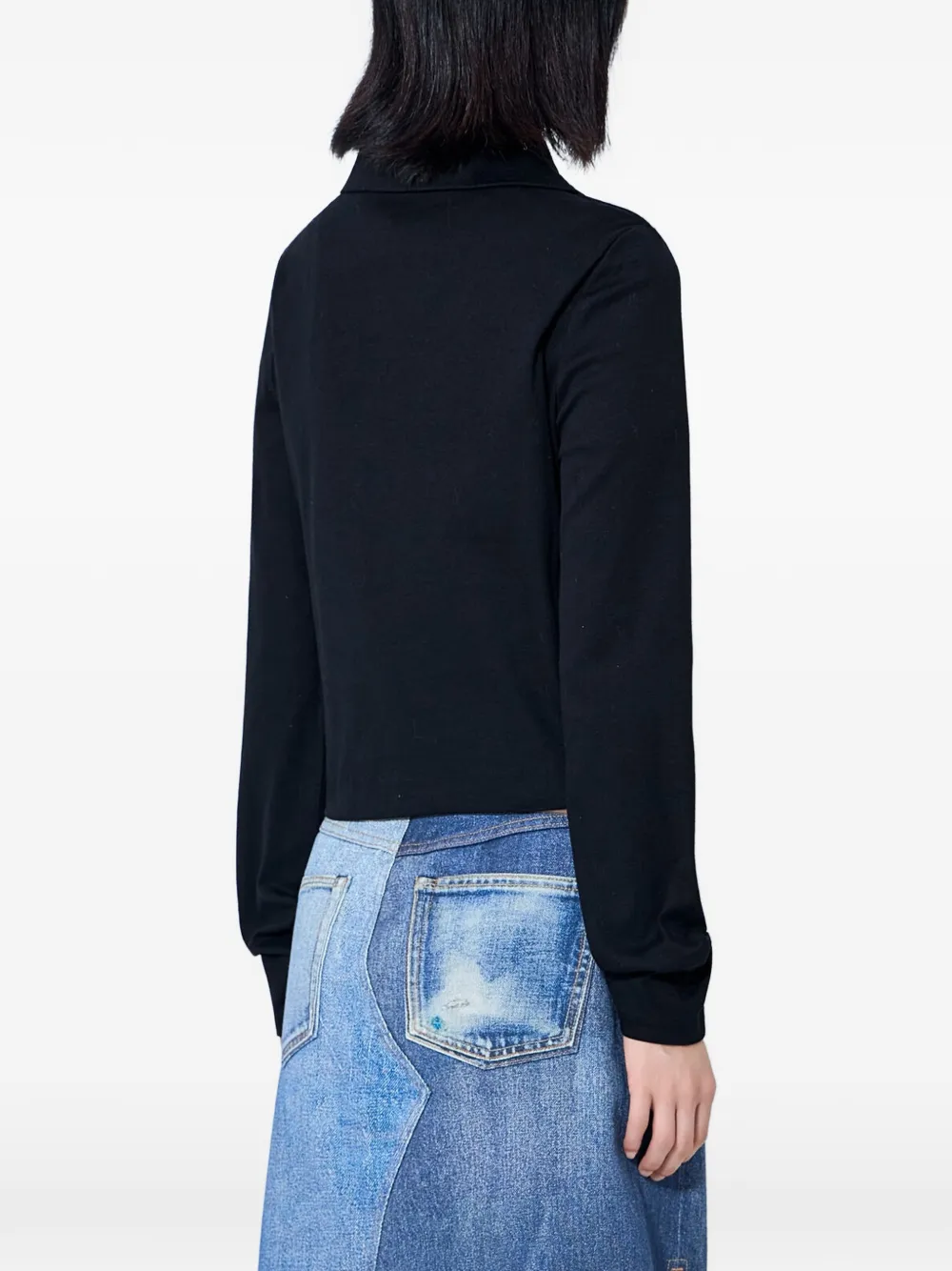 OUR LEGACY Zip-front Pointed-collar Top in Black, view 3