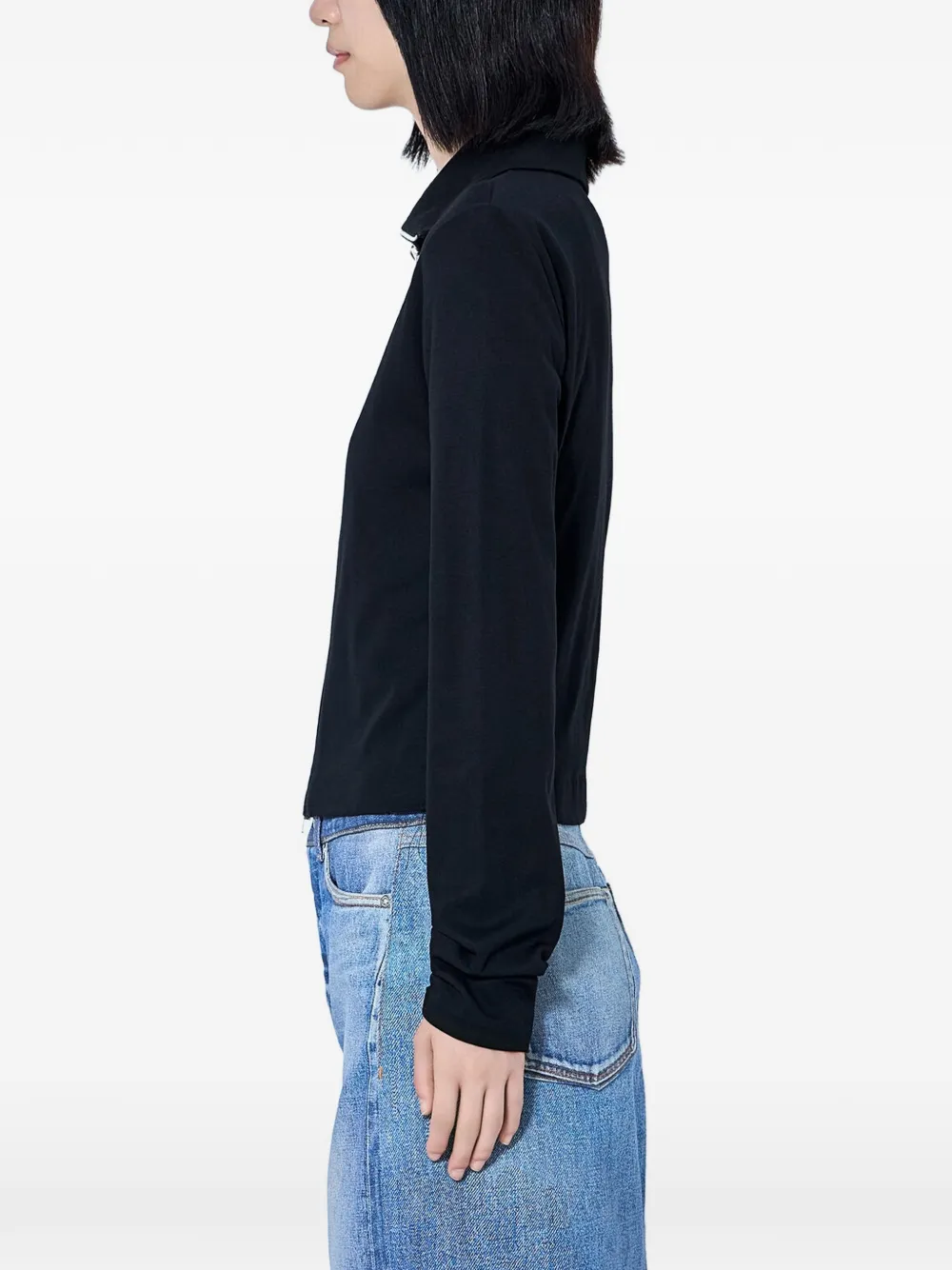OUR LEGACY Zip-front Pointed-collar Top in Black, view 2
