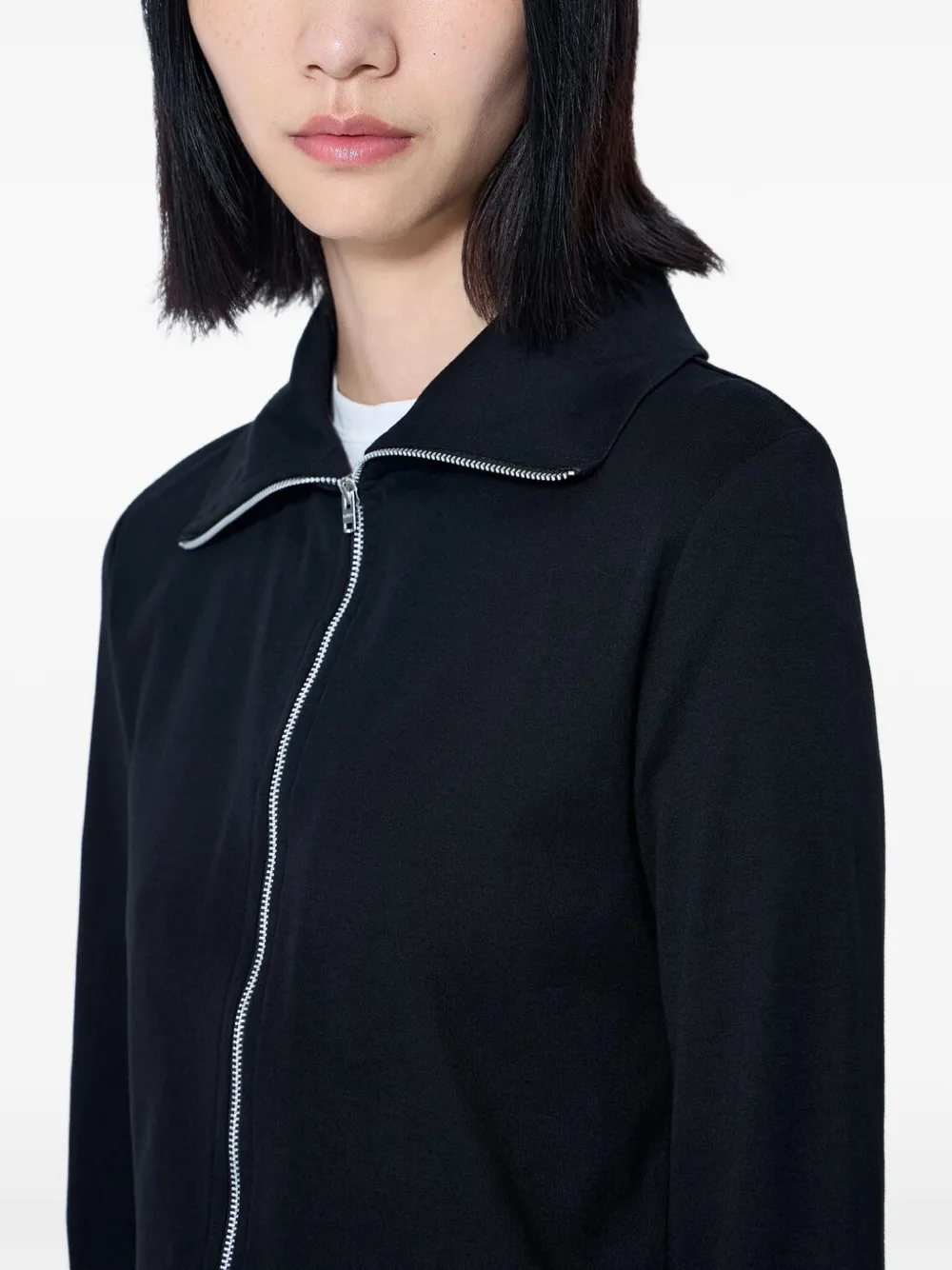 OUR LEGACY Zip-front Pointed-collar Top in Black, view 4
