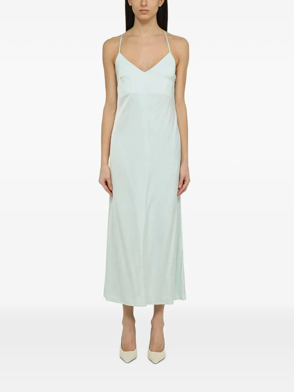 IVY OAK satin-finish backless midi dress