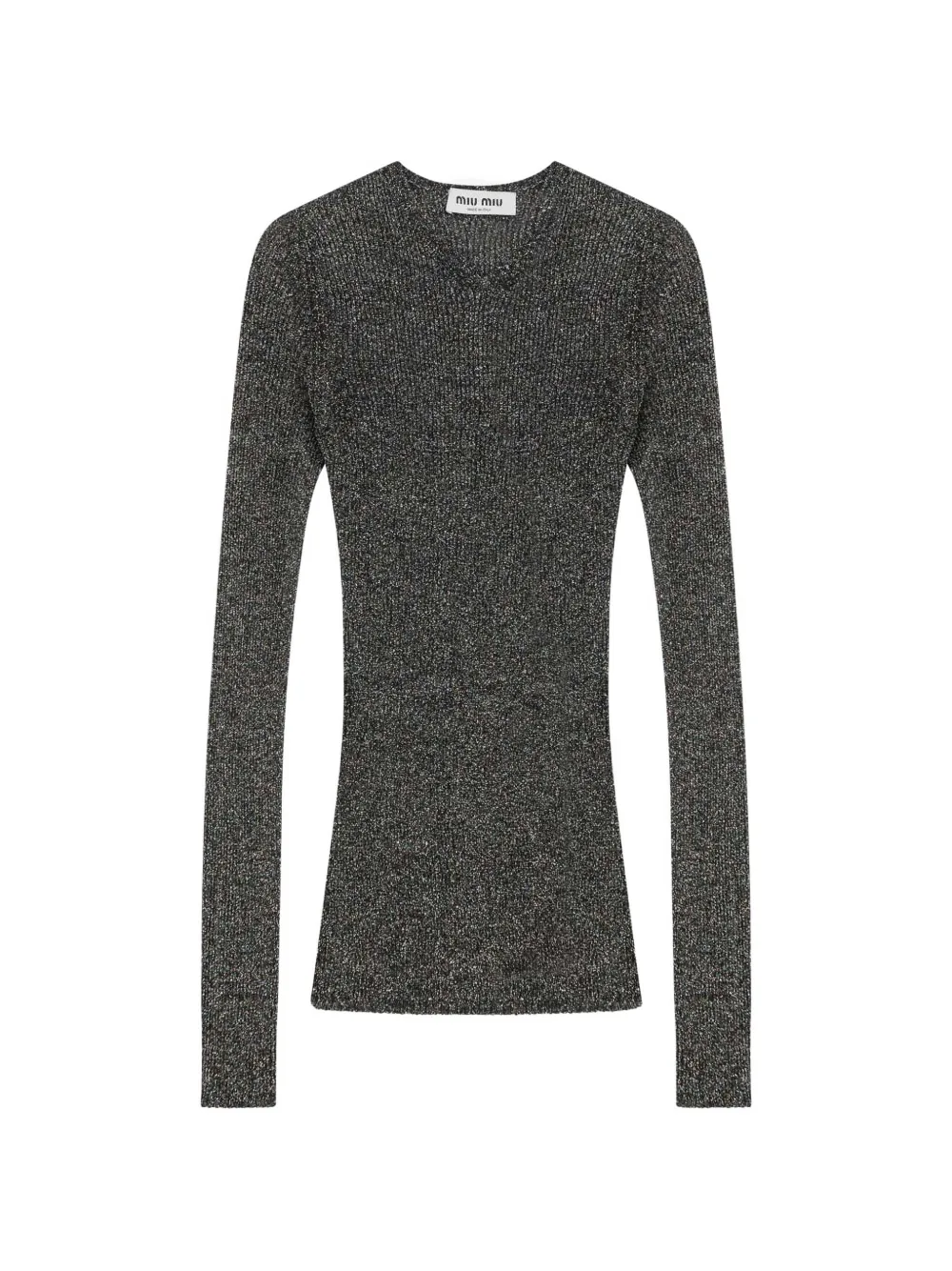 Miu Miu ribbed-knit metallic sweater - Gris Miu Miu ribbed-knit metallic sweater - Gris