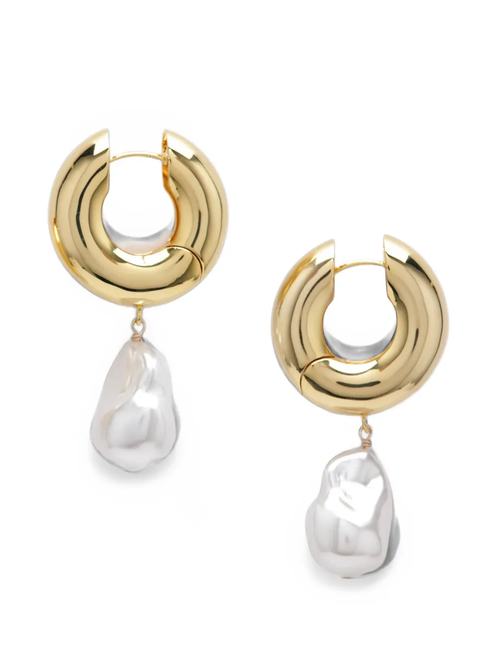 Eliou Pearl-pendant Hoop Earrings In Gold