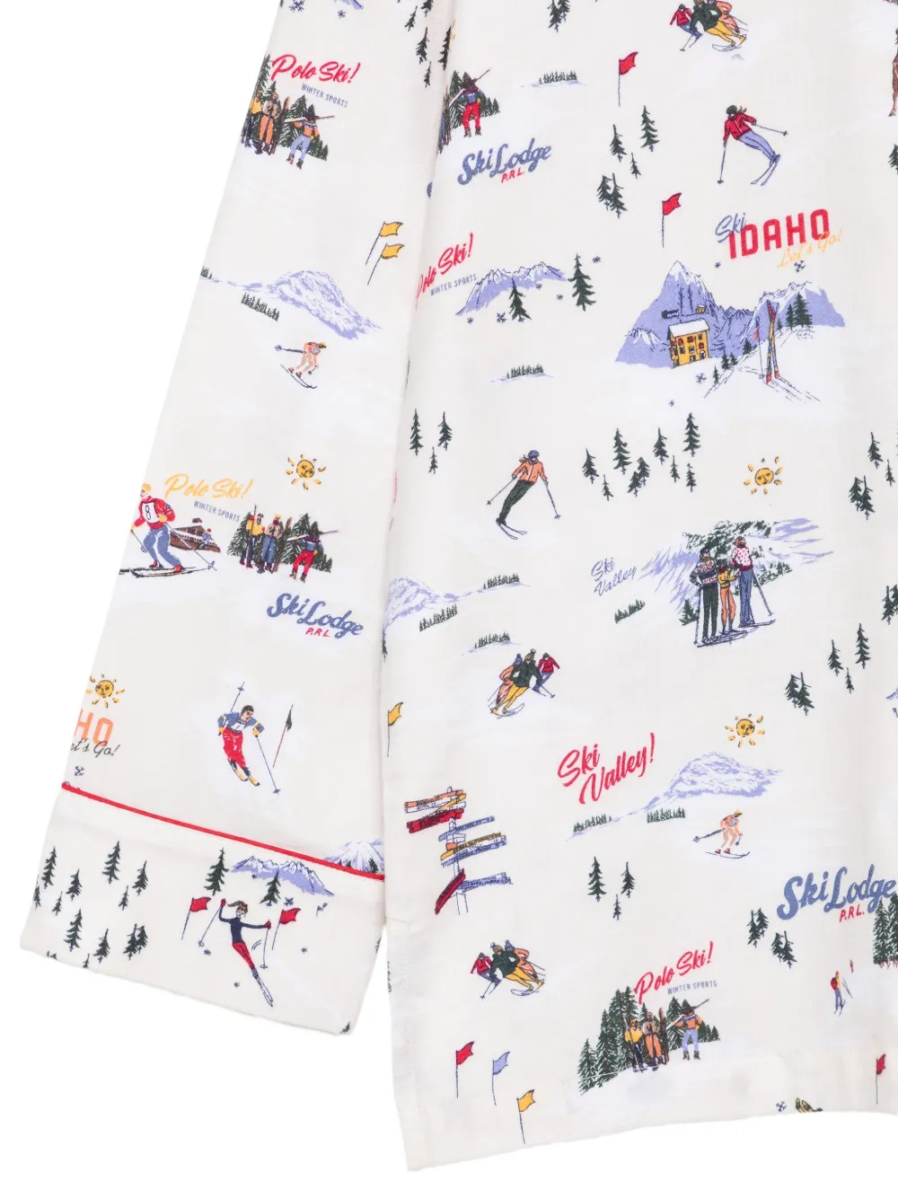 Polo Ralph Lauren Flanellen pyjama met ski-print Wit