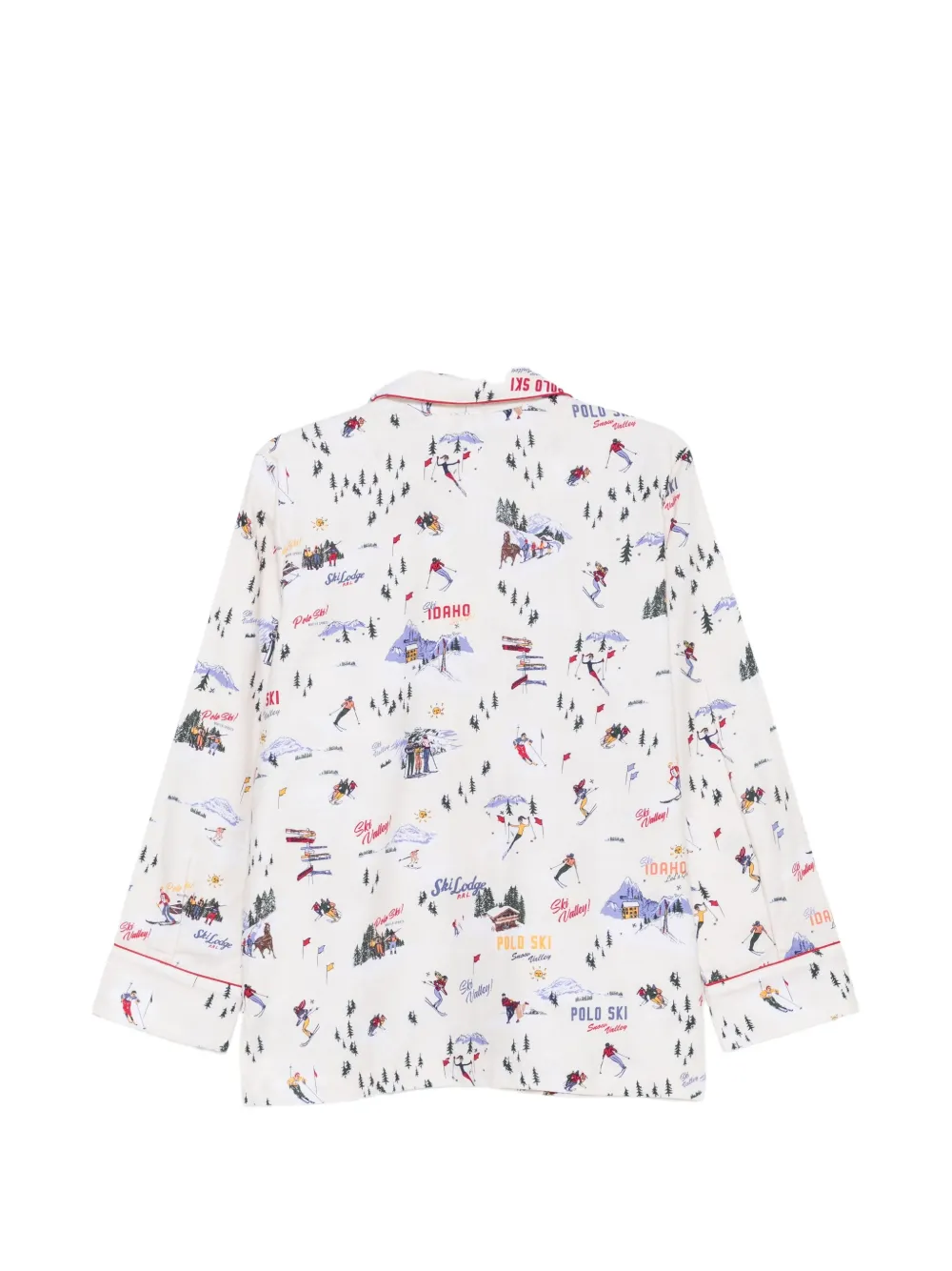 Polo Ralph Lauren Flanellen pyjama met ski-print Wit